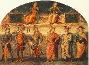 PERUGINO, Pietro Fortitude and Temperance with Six Antique Heroes